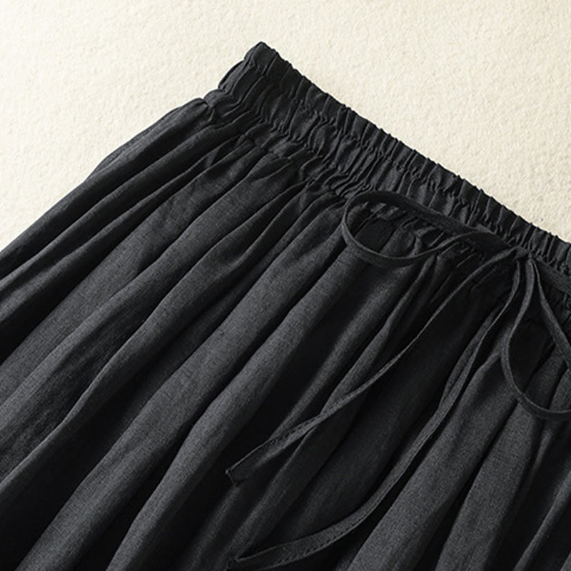 Jupe d'été en coton et lin pour femme, longueur 7-8, avec cordon de serrage et dentelle, style patchwork , Buddha Stones - image 23