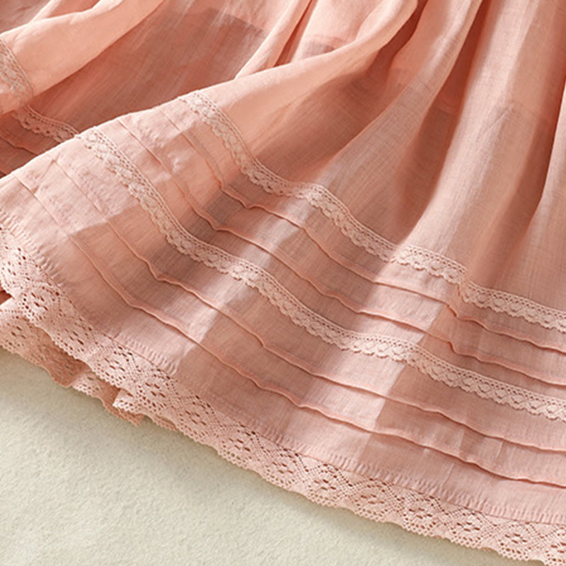 Jupe d'été en coton et lin pour femme, longueur 7-8, avec cordon de serrage et dentelle, style patchwork , Buddha Stones - image 7