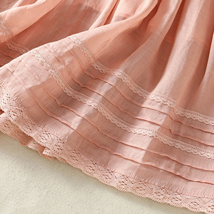 Jupe d'été en coton et lin pour femme, longueur 7-8, avec cordon de serrage et dentelle, style patchwork , Buddha Stones - image 7