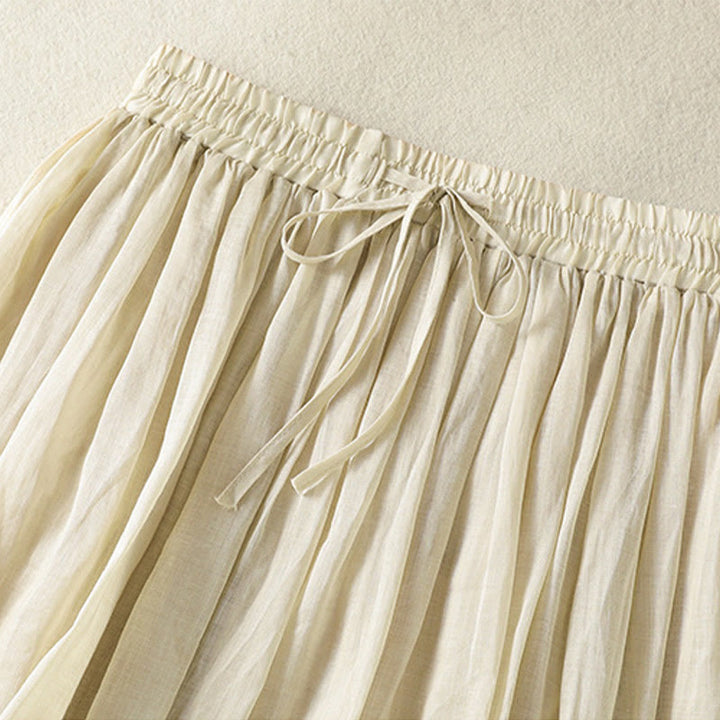 Jupe d'été en coton et lin pour femme, longueur 7-8, avec cordon de serrage et dentelle, style patchwork , Buddha Stones