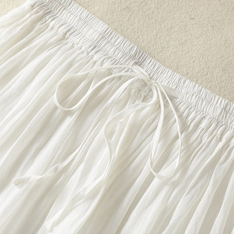 Jupe d'été en coton et lin pour femme, longueur 7-8, avec cordon de serrage et dentelle, style patchwork , Buddha Stones - image 14