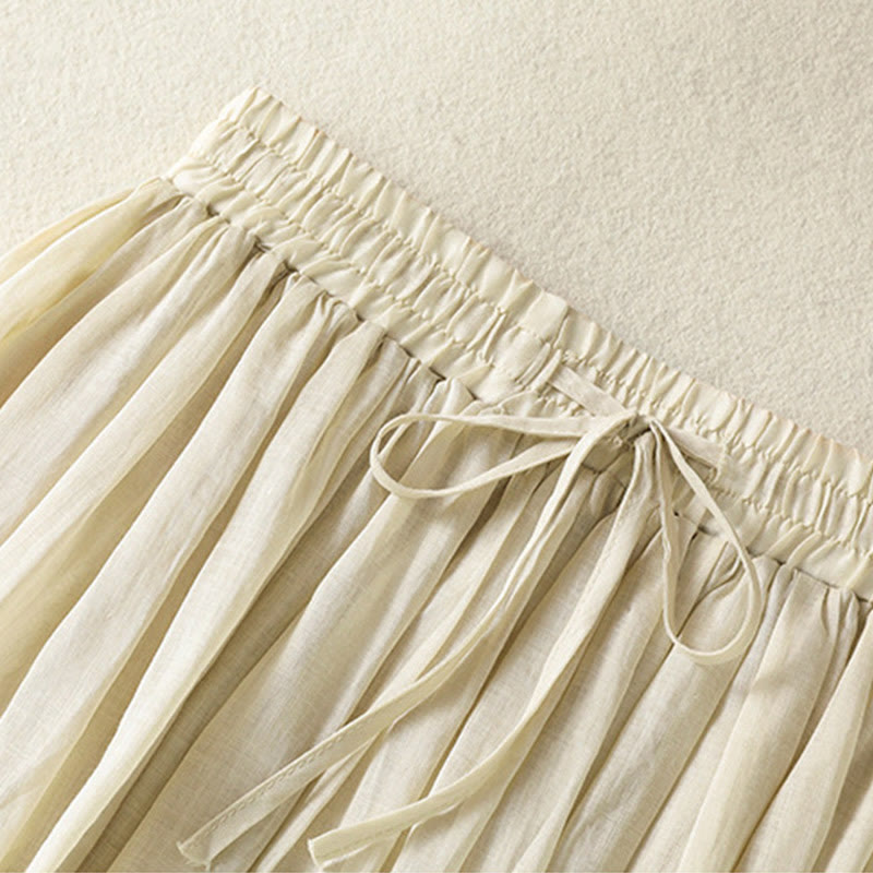 Jupe d'été en coton et lin pour femme, longueur 7-8, avec cordon de serrage et dentelle, style patchwork , Buddha Stones - image 31