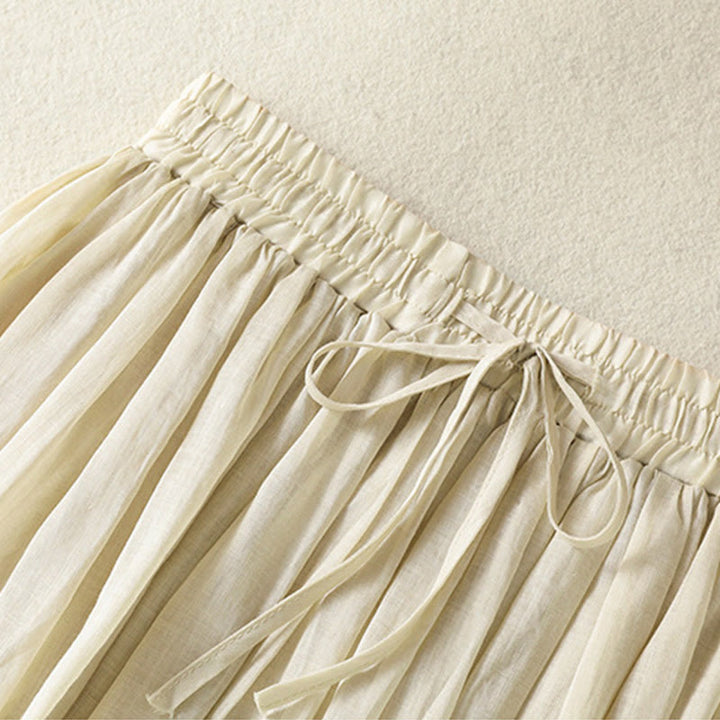 Jupe d'été en coton et lin pour femme, longueur 7-8, avec cordon de serrage et dentelle, style patchwork , Buddha Stones - image 31