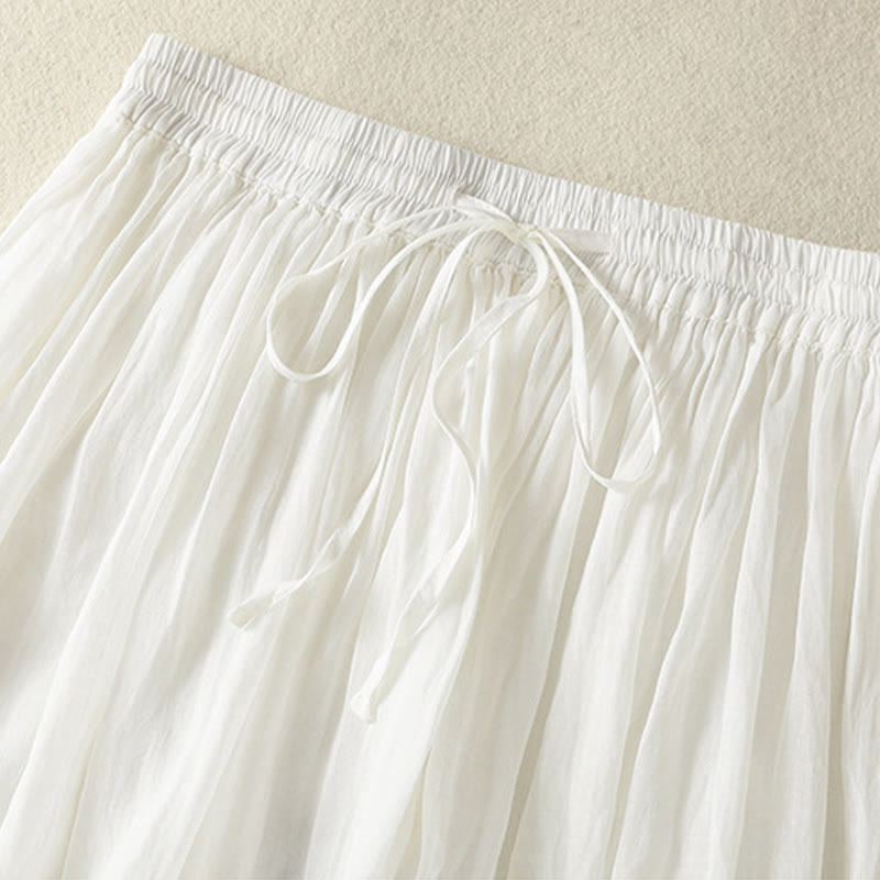 Jupe d'été en coton et lin pour femme, longueur 7-8, avec cordon de serrage et dentelle, style patchwork , Buddha Stones - image 12