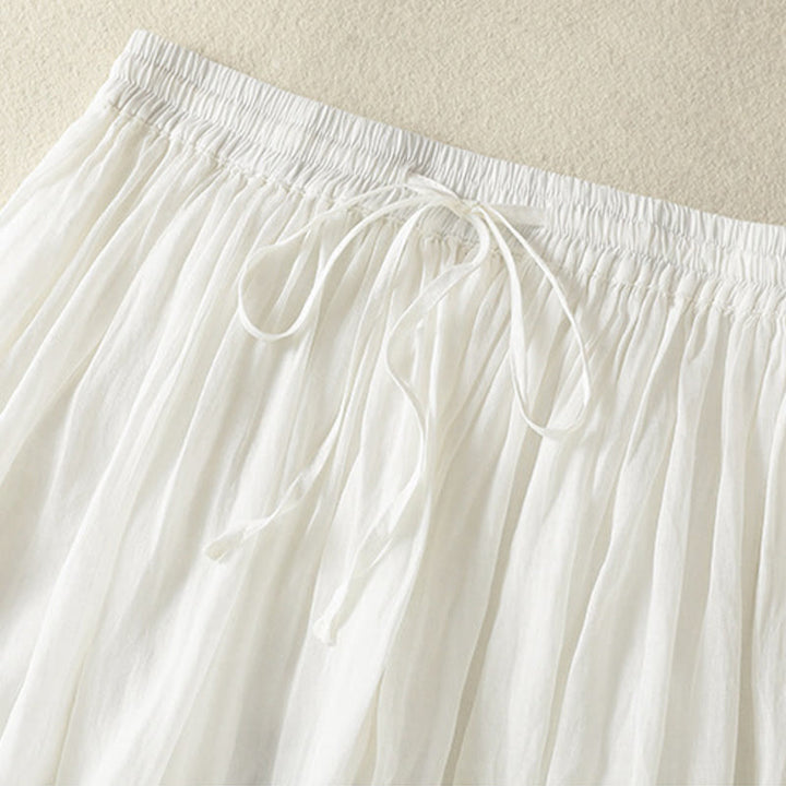 Jupe d'été en coton et lin pour femme, longueur 7-8, avec cordon de serrage et dentelle, style patchwork , Buddha Stones - image 12