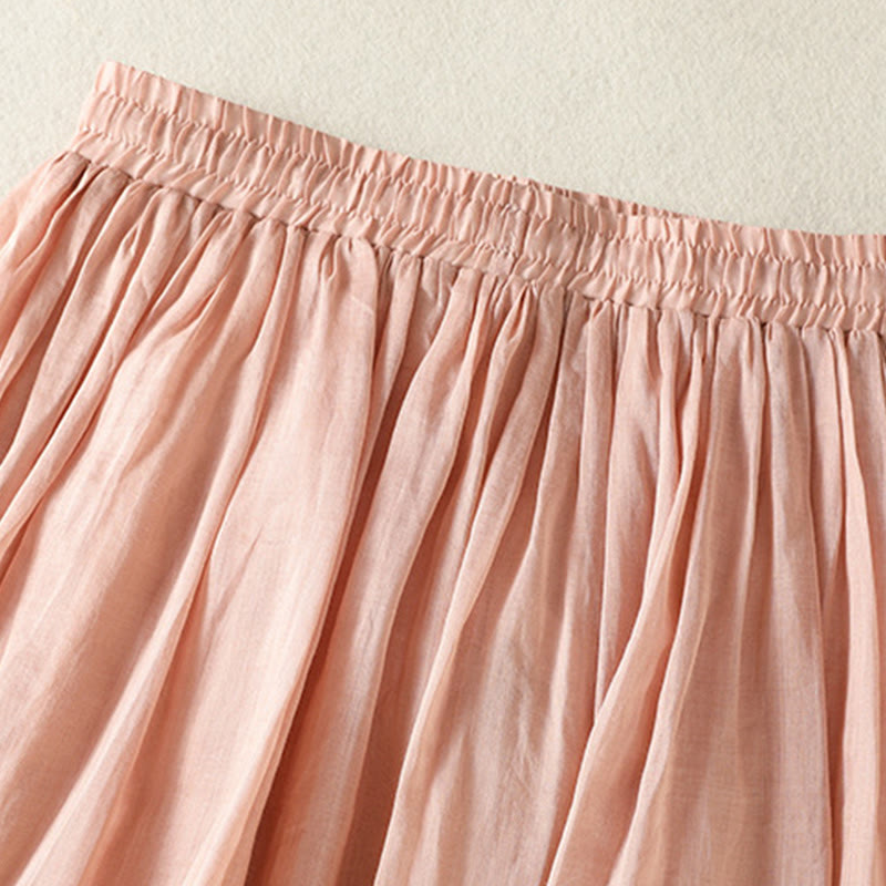 Jupe d'été en coton et lin pour femme, longueur 7-8, avec cordon de serrage et dentelle, style patchwork , Buddha Stones - image 5