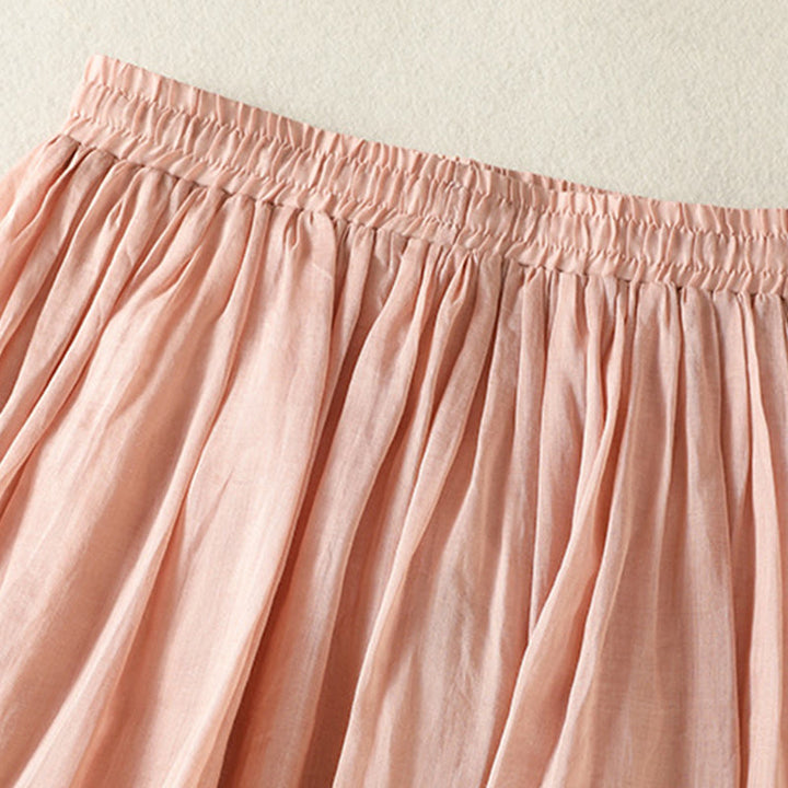 Jupe d'été en coton et lin pour femme, longueur 7-8, avec cordon de serrage et dentelle, style patchwork , Buddha Stones - image 5