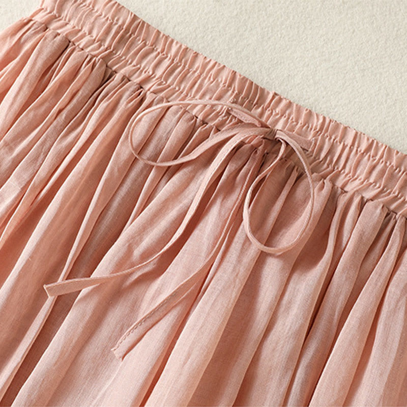 Jupe d'été en coton et lin pour femme, longueur 7-8, avec cordon de serrage et dentelle, style patchwork , Buddha Stones - image 2