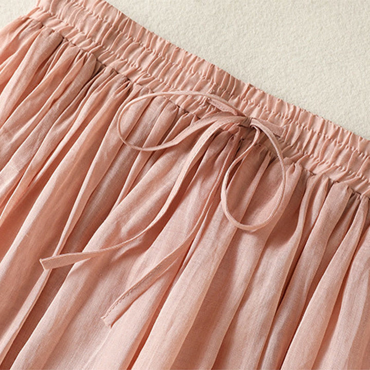 Jupe d'été en coton et lin pour femme, longueur 7-8, avec cordon de serrage et dentelle, style patchwork , Buddha Stones - image 2