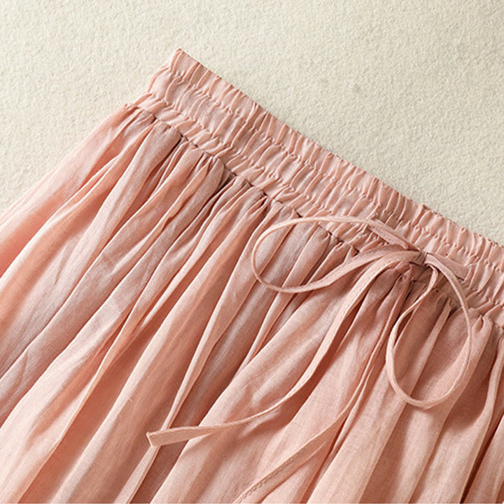 Jupe d'été en coton et lin pour femme, longueur 7-8, avec cordon de serrage et dentelle, style patchwork , Buddha Stones - image 4