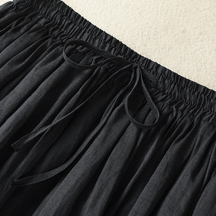 Jupe d'été en coton et lin pour femme, longueur 7-8, avec cordon de serrage et dentelle, style patchwork , Buddha Stones - image 21