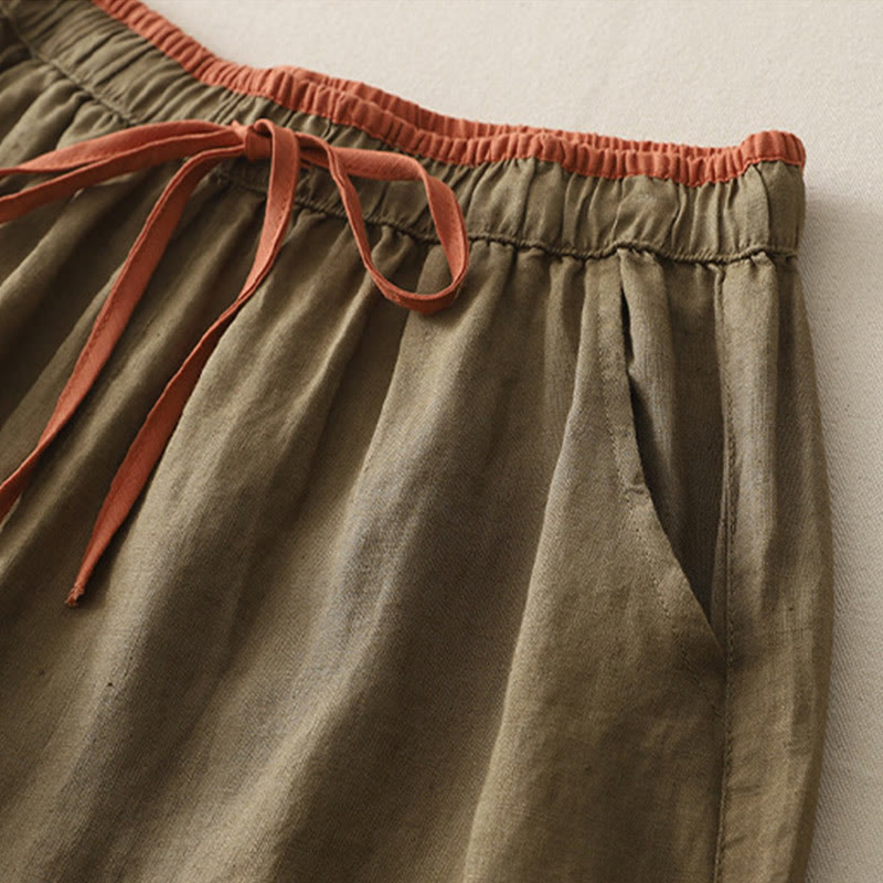 Pantalon large à jambes larges pour femme, style décontracté, colorblock, avec cordon de serrage et poches , Buddha Stones - image 1