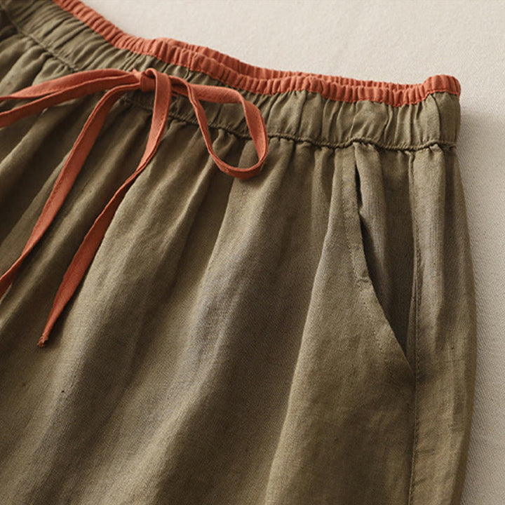 Pantalon large décontracté en coton avec cordon de serrage et poches pour femme Motif Buddha Stones - image 1