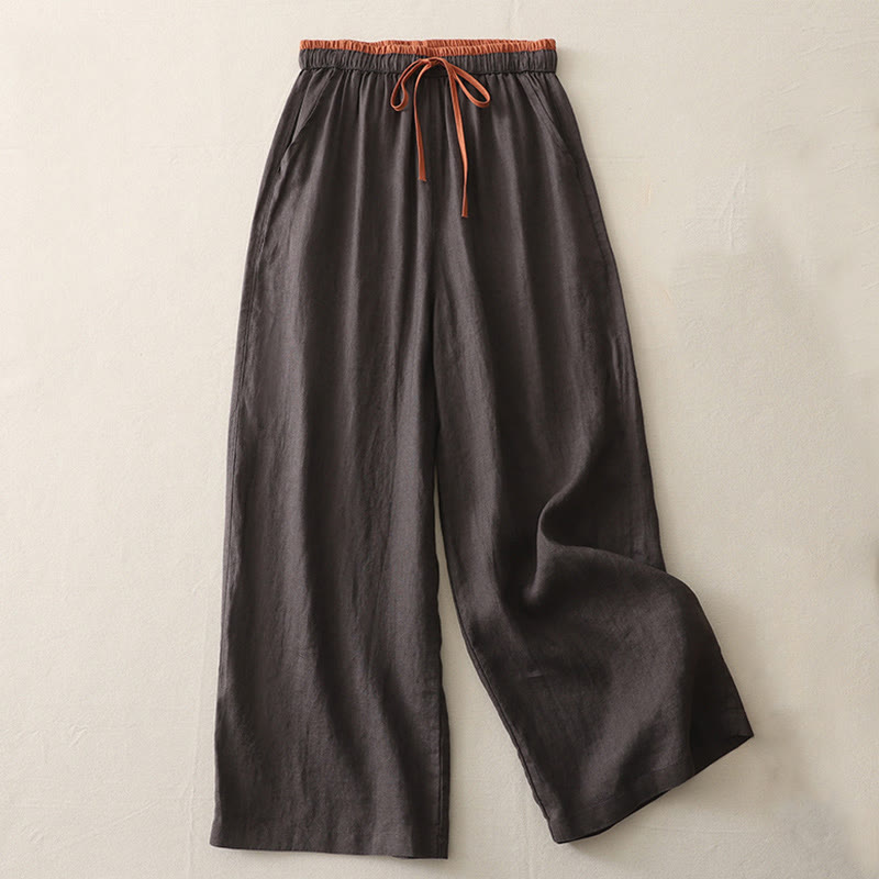 Pantalon large décontracté en coton avec cordon de serrage et poches pour femme Motif Buddha Stones - SaddleBrown - US14，UK/AU18，EU46 (3XL) - image 5