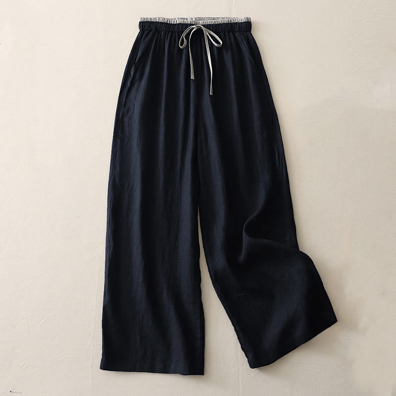 Pantalon large décontracté en coton avec cordon de serrage et poches pour femme Motif Buddha Stones - Noir - US14，UK/AU18，EU46 (3XL) - image 10