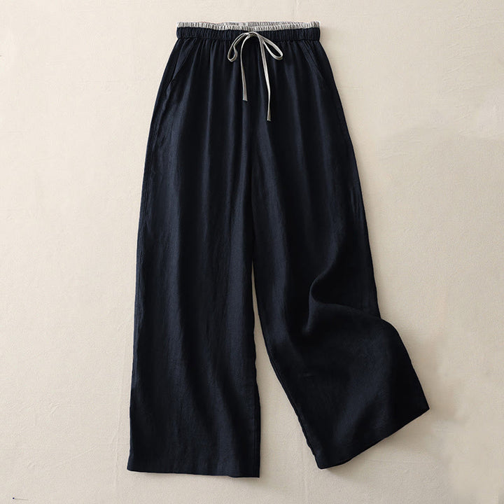 Pantalon large décontracté en coton avec cordon de serrage et poches pour femme Motif Buddha Stones - Noir - US14，UK/AU18，EU46 (3XL) - image 10