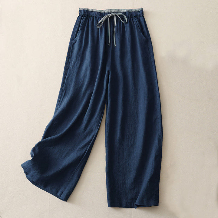 Pantalon large décontracté en coton avec cordon de serrage et poches pour femme Motif Buddha Stones - Bleu moyen - US14，UK/AU18，EU46 (3XL) - image 12
