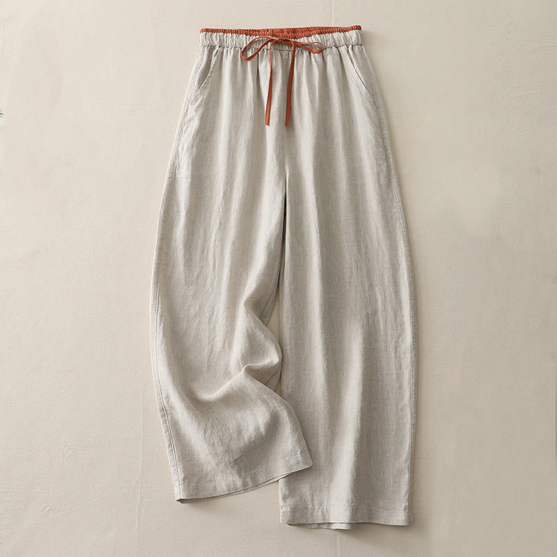 Pantalon large décontracté en coton avec cordon de serrage et poches pour femme Motif Buddha Stones - Beige - US14，UK/AU18，EU46 (3XL) - image 16