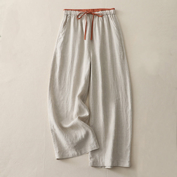 Pantalon large décontracté en coton avec cordon de serrage et poches pour femme Motif Buddha Stones - Beige - US14，UK/AU18，EU46 (3XL) - image 16