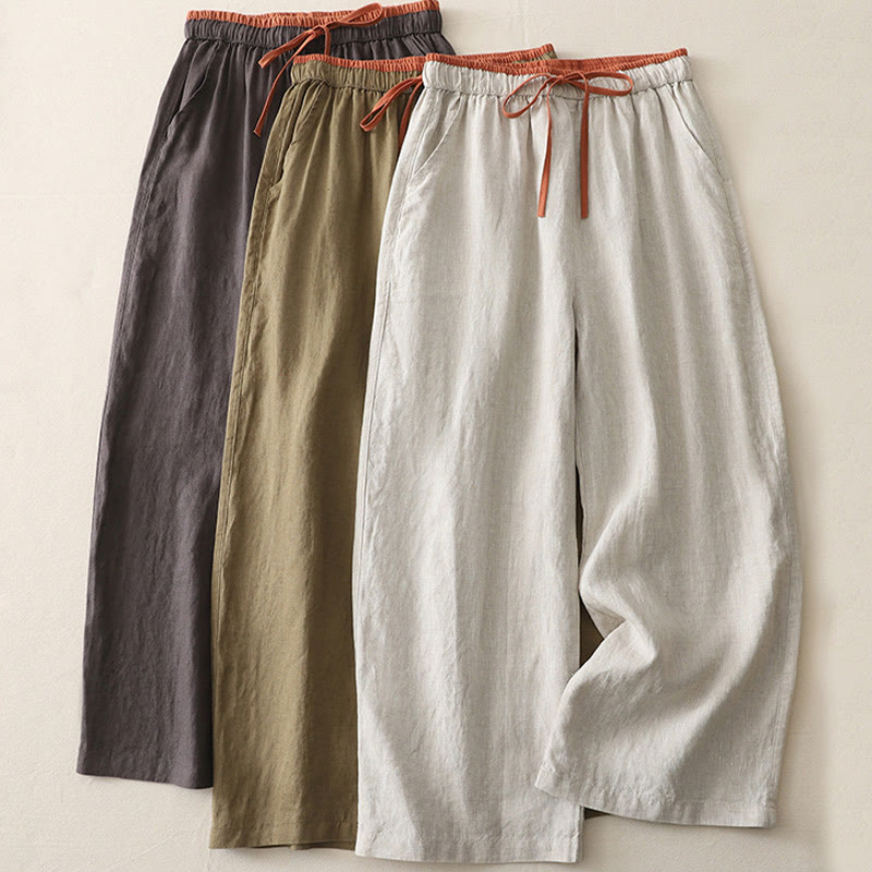 Pantalon large décontracté en coton avec cordon de serrage et poches pour femme Motif Buddha Stones - image 22