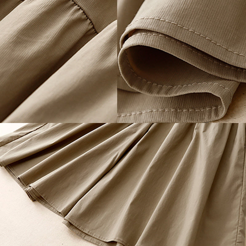 Pantalon Buddha Stones décontracté uni en coton élastique pour femme, longueur 7-8, jambes larges, avec poches - image 4