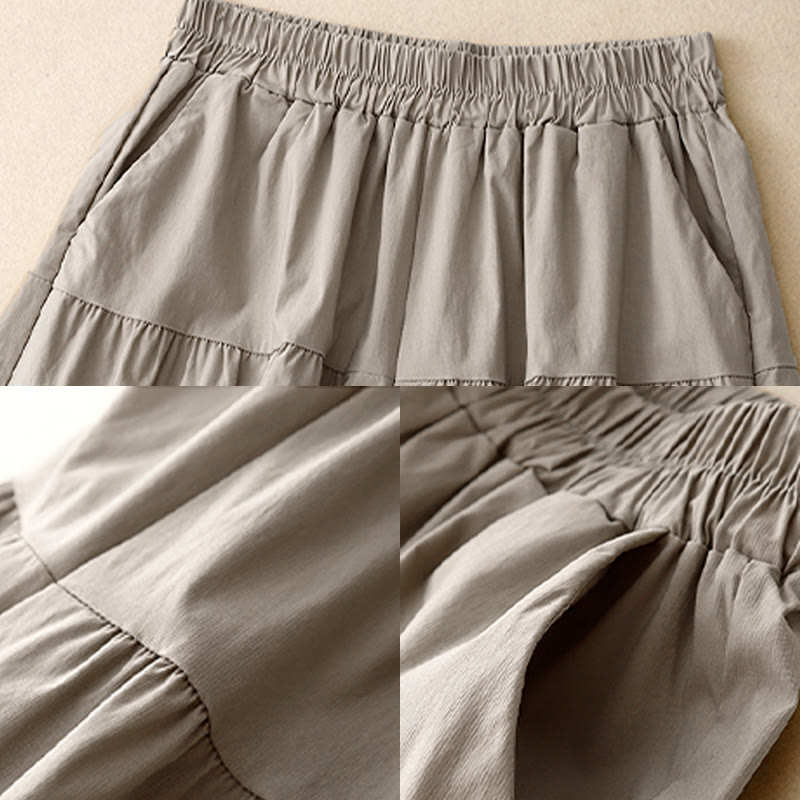 Pantalon Buddha Stones décontracté uni en coton élastique pour femme, longueur 7-8, jambes larges, avec poches - image 9