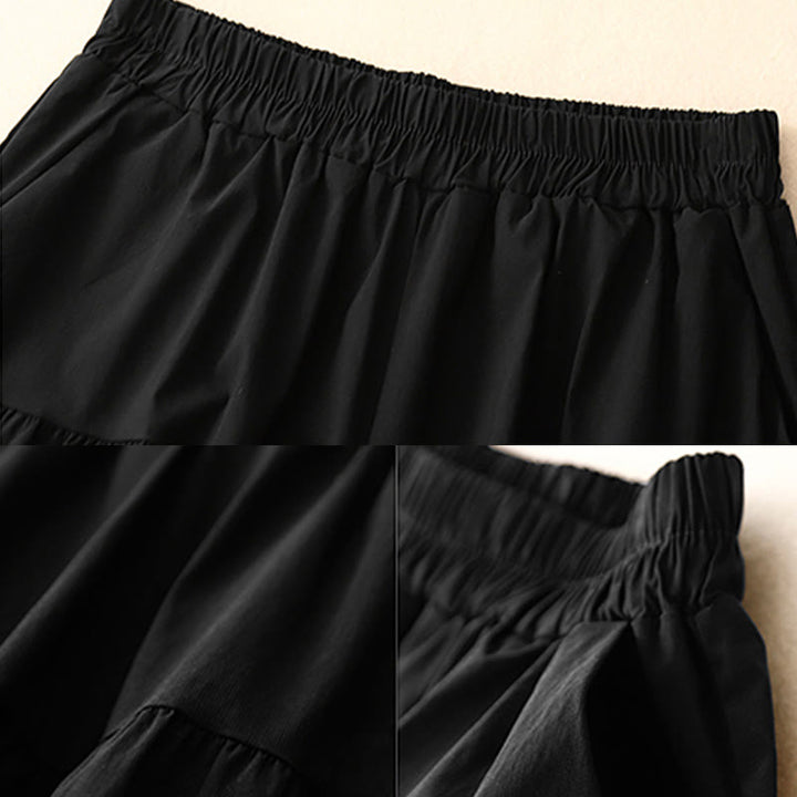 Pantalon Buddha Stones décontracté uni en coton élastique pour femme, longueur 7-8, jambes larges, avec poches - image 11