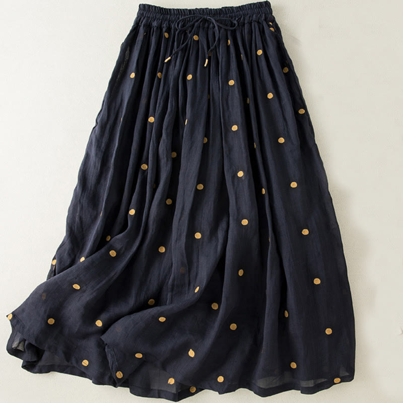 Jupe plissée pour femme à motif artistique vintage à pois Buddha Stones - Bleu nuit - US8-10，UK/AU12-14，EU40-42 (2XL) - image 14
