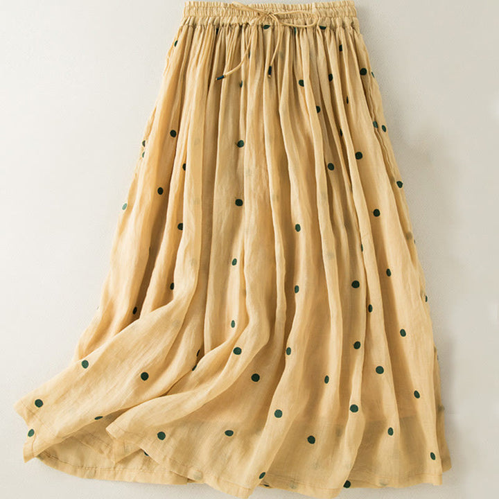 Jupe plissée pour femme à motif artistique vintage à pois Buddha Stones - Jaune - US8-10，UK/AU12-14，EU40-42 (2XL) - image 23