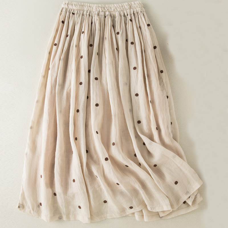 Jupe plissée pour femme à motif artistique vintage à pois Buddha Stones - image 1