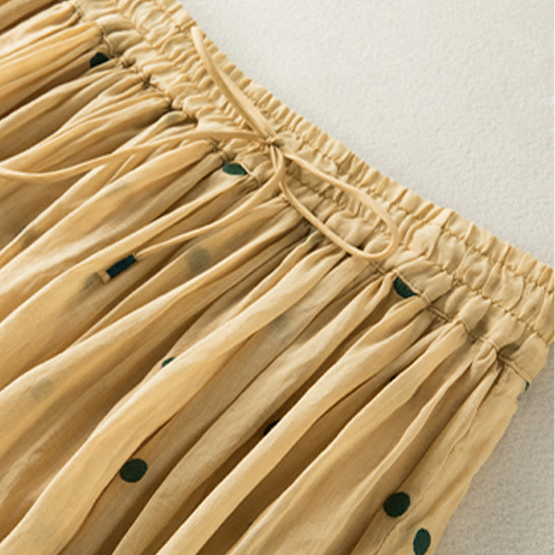 Jupe plissée pour femme à motif artistique vintage à pois Buddha Stones - image 25