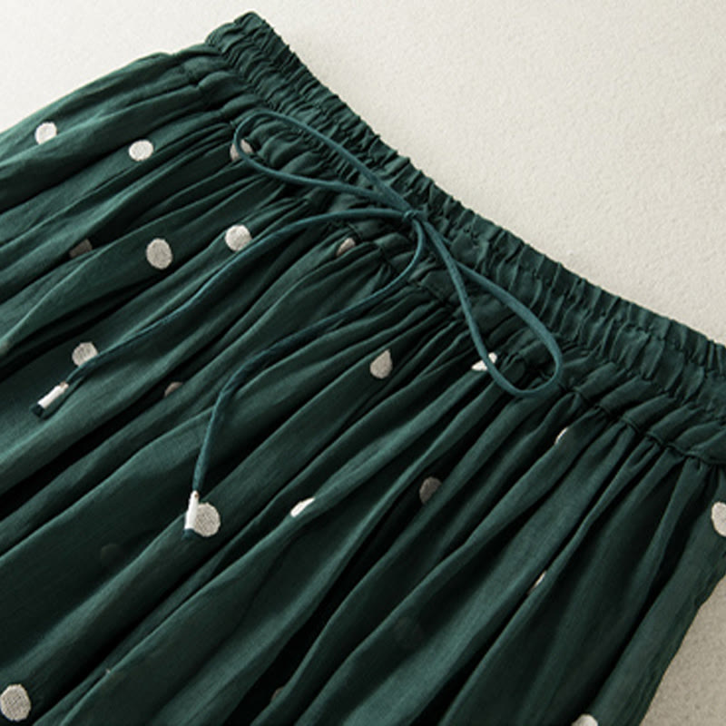 Jupe plissée pour femme à motif artistique vintage à pois Buddha Stones - image 10