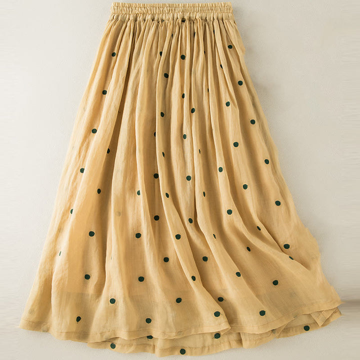 Jupe plissée pour femme à motif artistique vintage à pois Buddha Stones - image 24