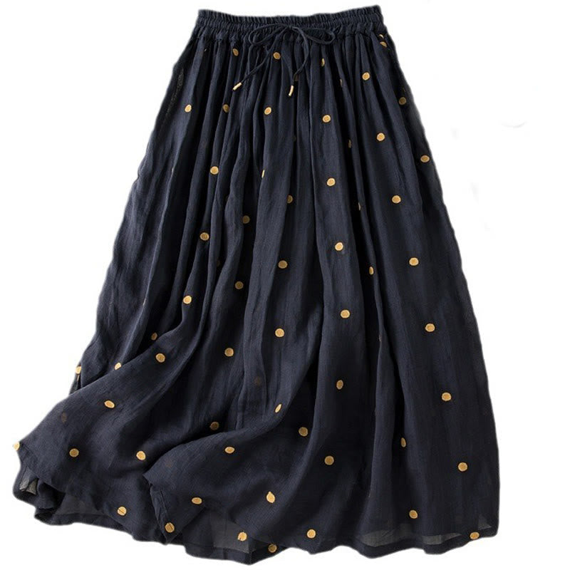 Jupe plissée pour femme à motif artistique vintage à pois Buddha Stones - image 22