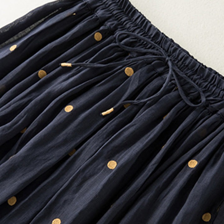 Jupe plissée pour femme à motif artistique vintage à pois Buddha Stones - image 16