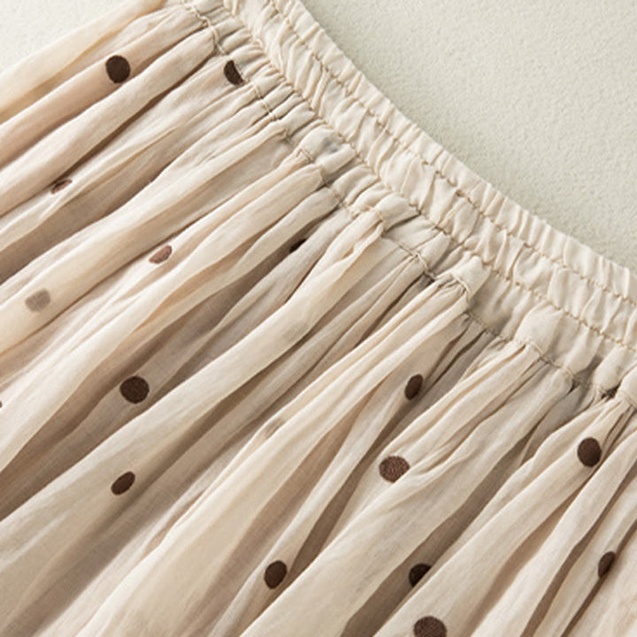 Jupe plissée pour femme à motif artistique vintage à pois Buddha Stones - image 4