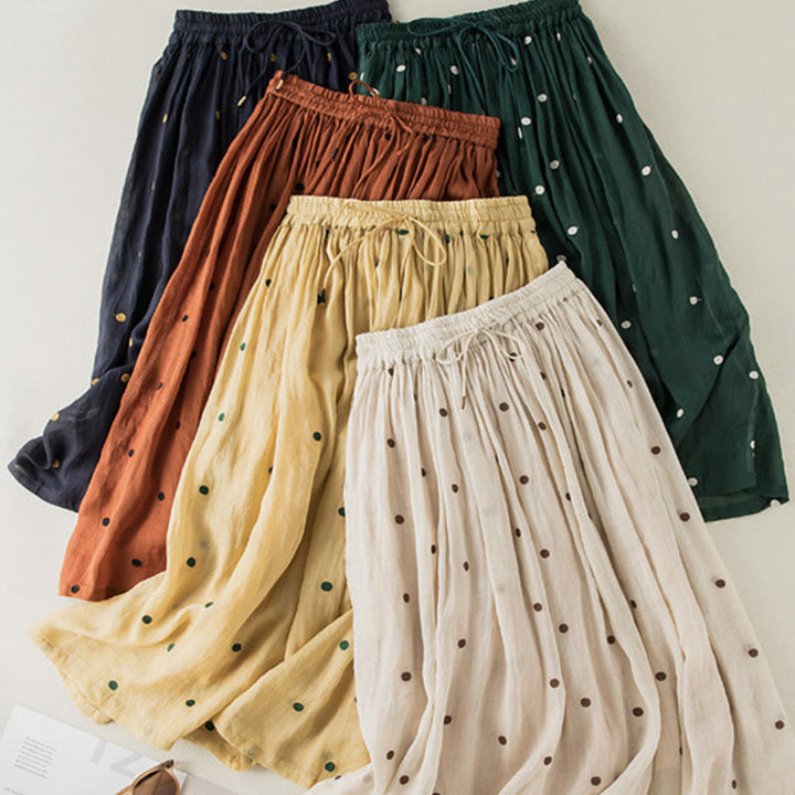 Jupe plissée pour femme à motif artistique vintage à pois Buddha Stones - image 30