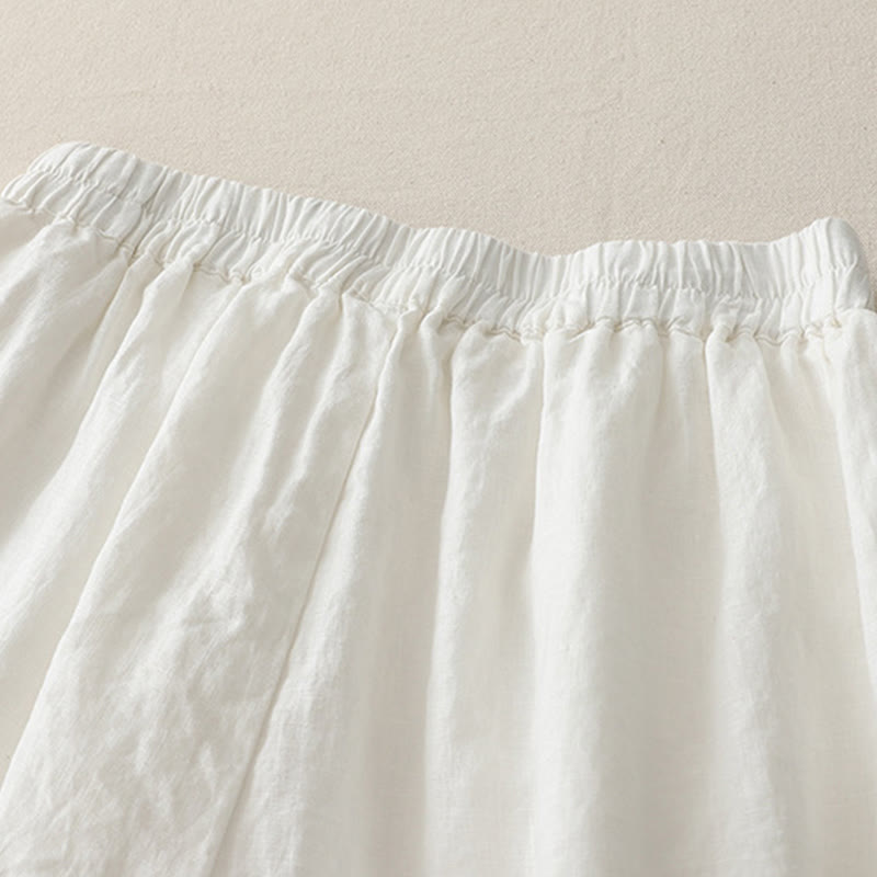 Pantalon large Buddha Stones uni à plis élastiques en polyester pour femme avec poches - image 10