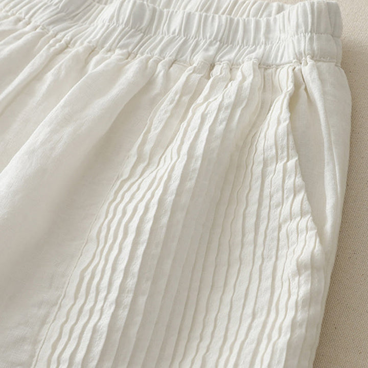 Pantalon large Buddha Stones uni à plis élastiques en polyester pour femme avec poches - image 8