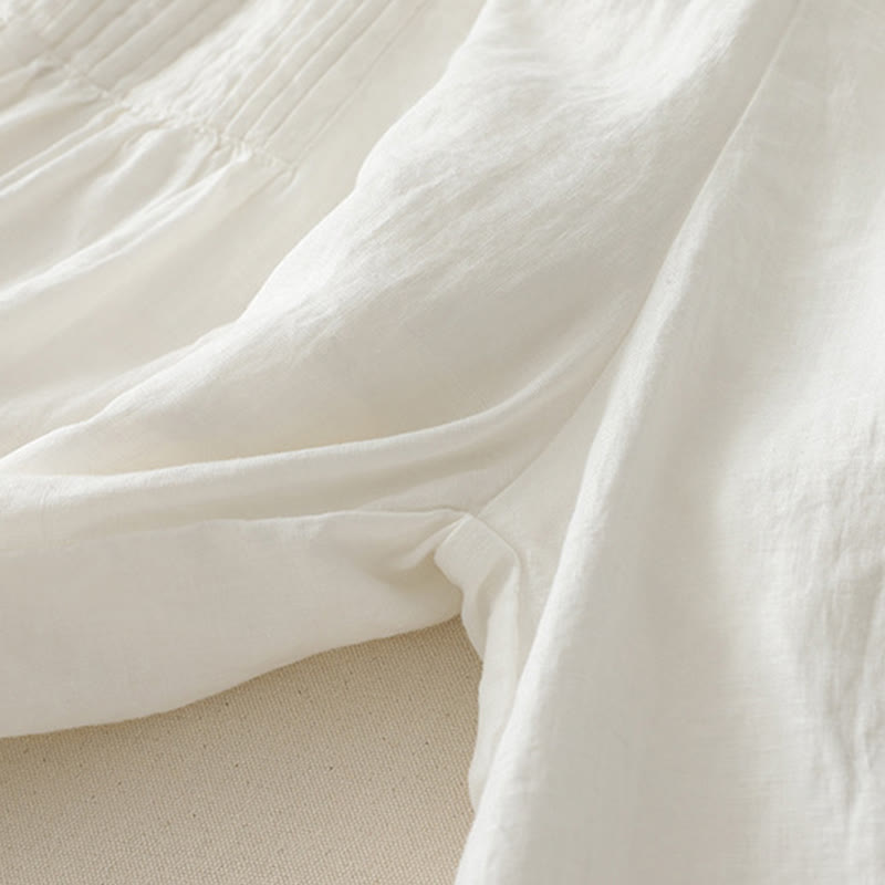 Pantalon large Buddha Stones uni à plis élastiques en polyester pour femme avec poches - image 11