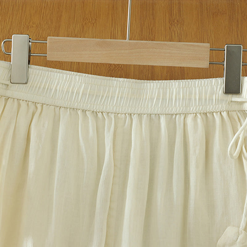 Pantalon large décontracté en polyester avec poches et ruban élastique pour femme, style Buddha Stones
