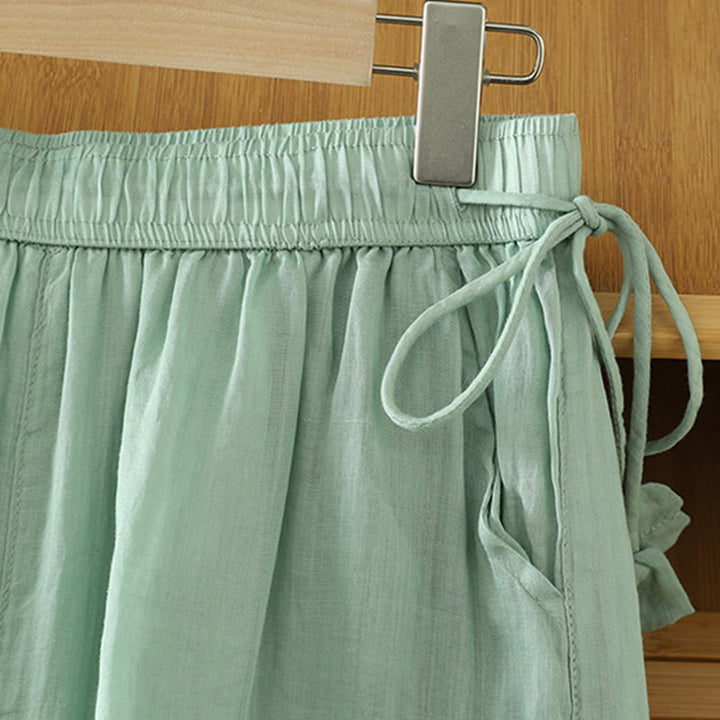 Pantalon large décontracté en polyester avec poches et ruban élastique pour femme, style Buddha Stones