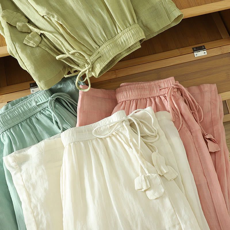 Pantalon large décontracté en polyester avec poches et ruban élastique pour femme, style Buddha Stones - image 24