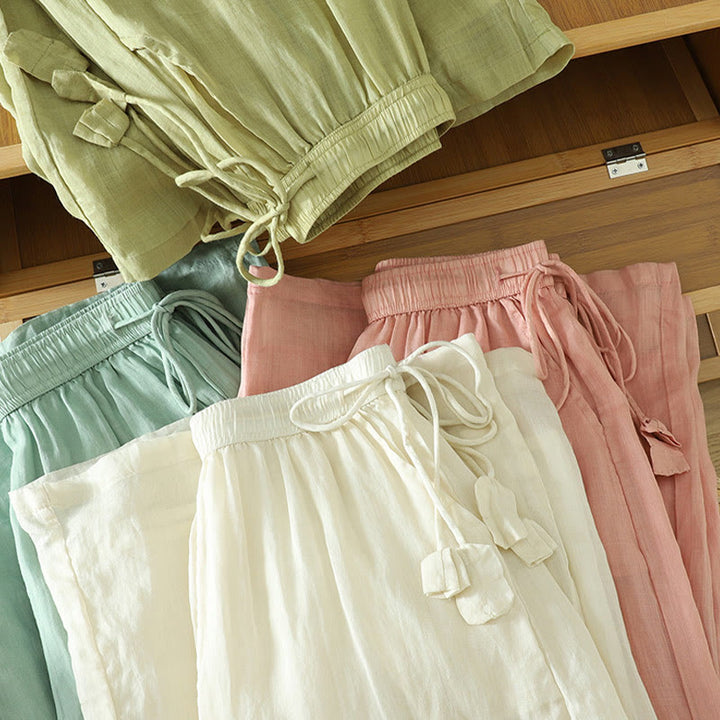 Pantalon large décontracté en polyester avec poches et ruban élastique pour femme, style Buddha Stones - image 24