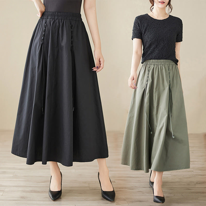 Jupe plissée en coton pour femme, décontractée et d'été, motif Buddha Stones , couleur pure - image 21