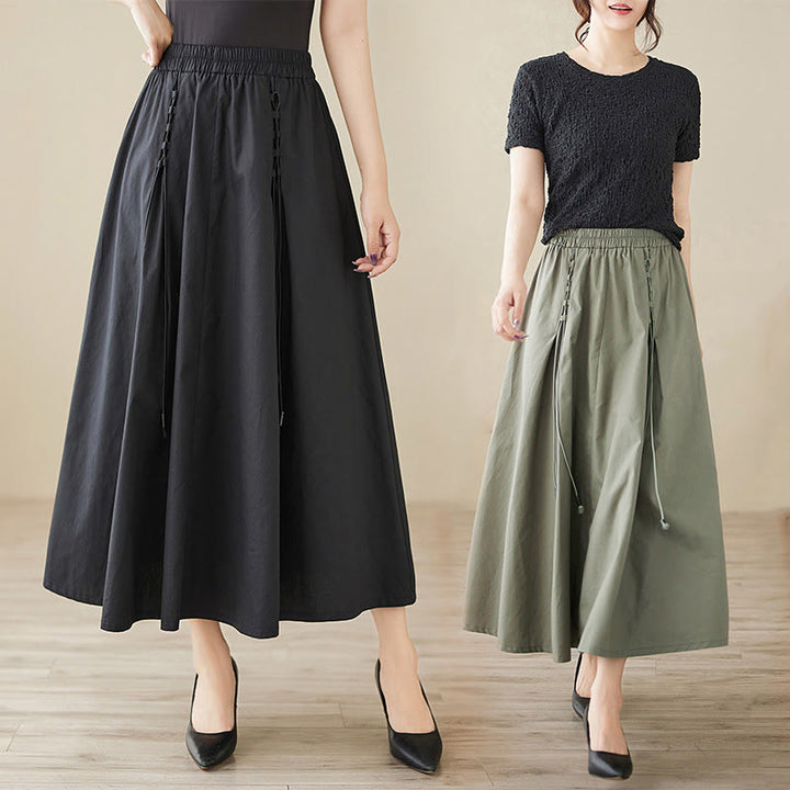 Jupe plissée en coton pour femme, décontractée et d'été, motif Buddha Stones , couleur pure - image 21