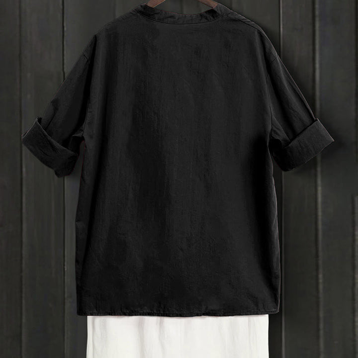 Chemise d'été décontractée en coton et lin pour femme, col cranté, manches courtes, motif Buddha Stones - image 7