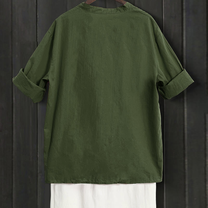 Chemise d'été décontractée en coton et lin pour femme, col cranté, manches courtes, motif Buddha Stones - image 19