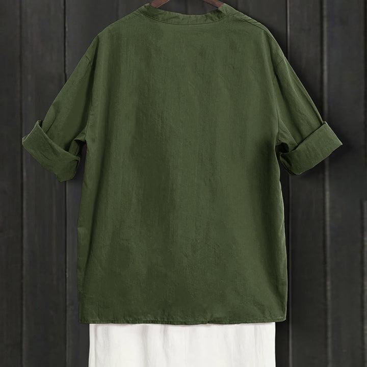 Chemise d'été décontractée en coton et lin pour femme, col cranté, manches courtes, motif Buddha Stones - image 19