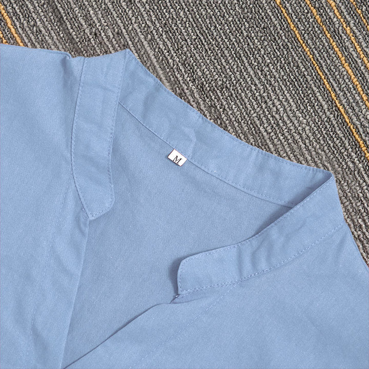 Chemise d'été décontractée en coton et lin pour femme, col cranté, manches courtes, motif Buddha Stones - image 62